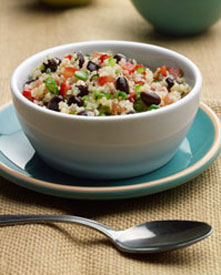Quinoa and black bean salad in a bowl